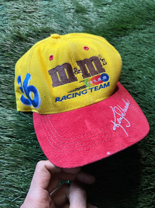 Vintage 2000s Ken Schrader Jeff Hamilton M&M Strap Back Hat