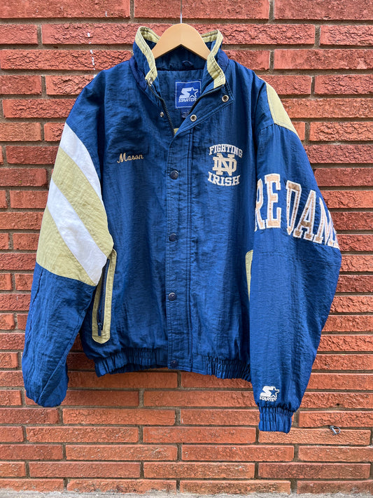 Vintage 90s Notre Dame Starter Coat Jacket