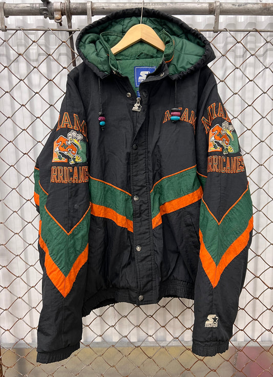 Vintage 90s Miami Hurricanes Starter Coat Jacket