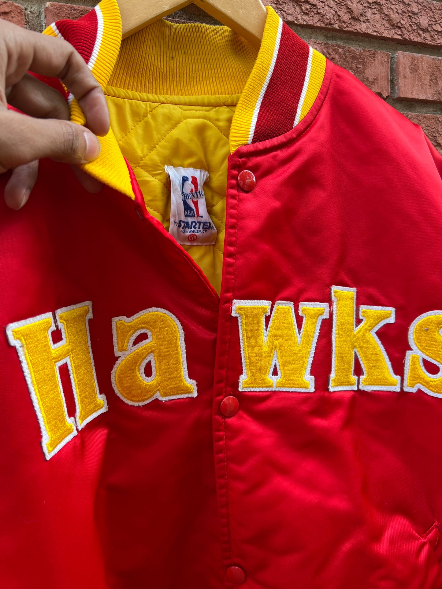 Vintage 80s Starter Satin Atlanta Hawks Bomber Jacket
