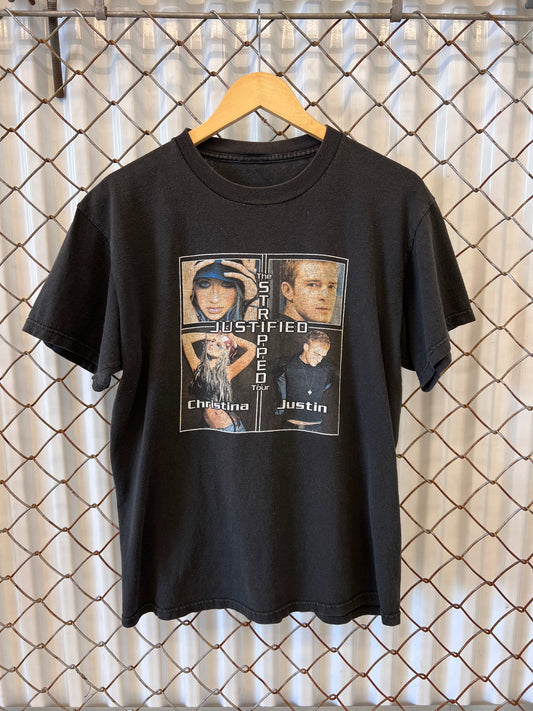 Vintage 2003 Justin Timberlake Christina Aguilera The Stripped Justified Tour Shirt