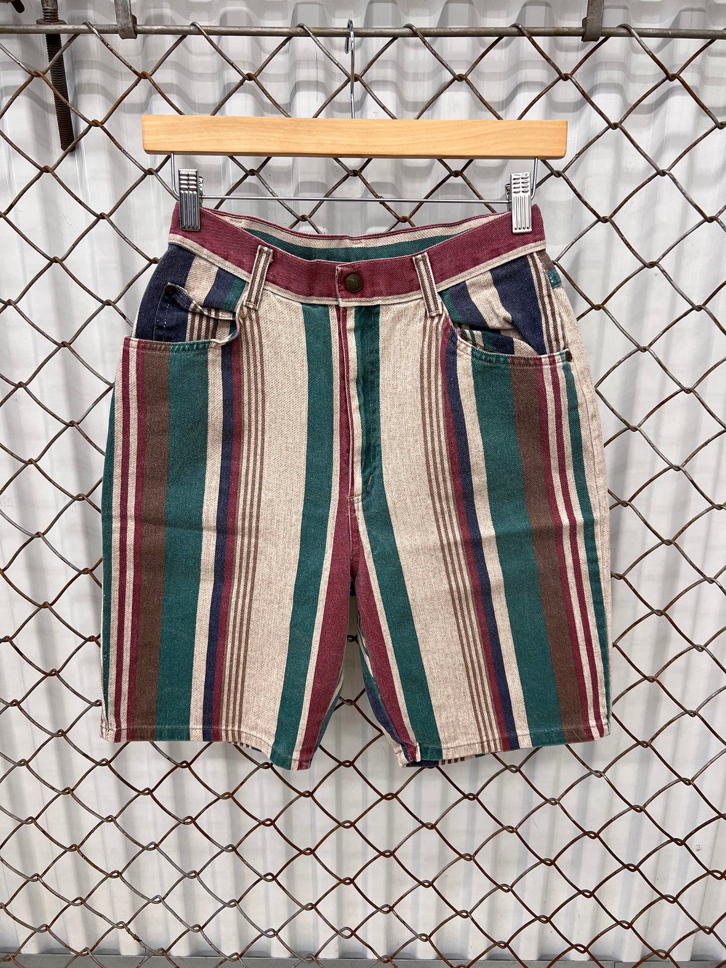 Vintage 90's Vertical Striped Denim Shorts