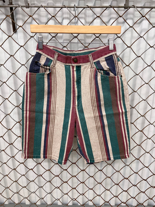 Vintage 90's Vertical Striped Denim Shorts