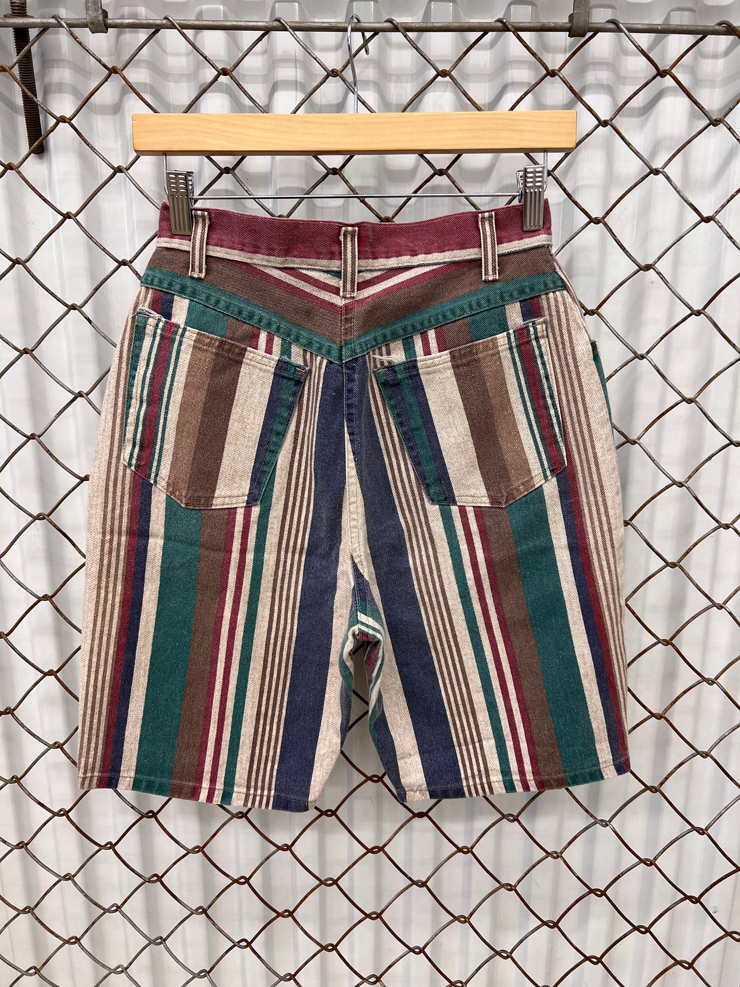 Vintage 90's Vertical Striped Denim Shorts