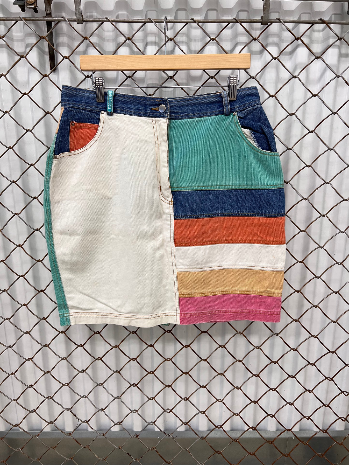 Vintage Colour Denim Together Skirt