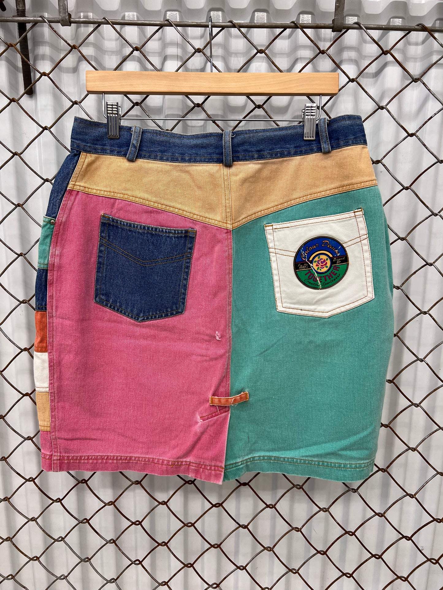 Vintage Colour Denim Together Skirt