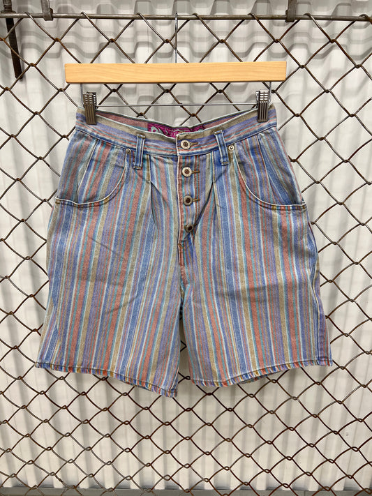 Vintage 90's Squeeze Vertical Striped Denim Shorts