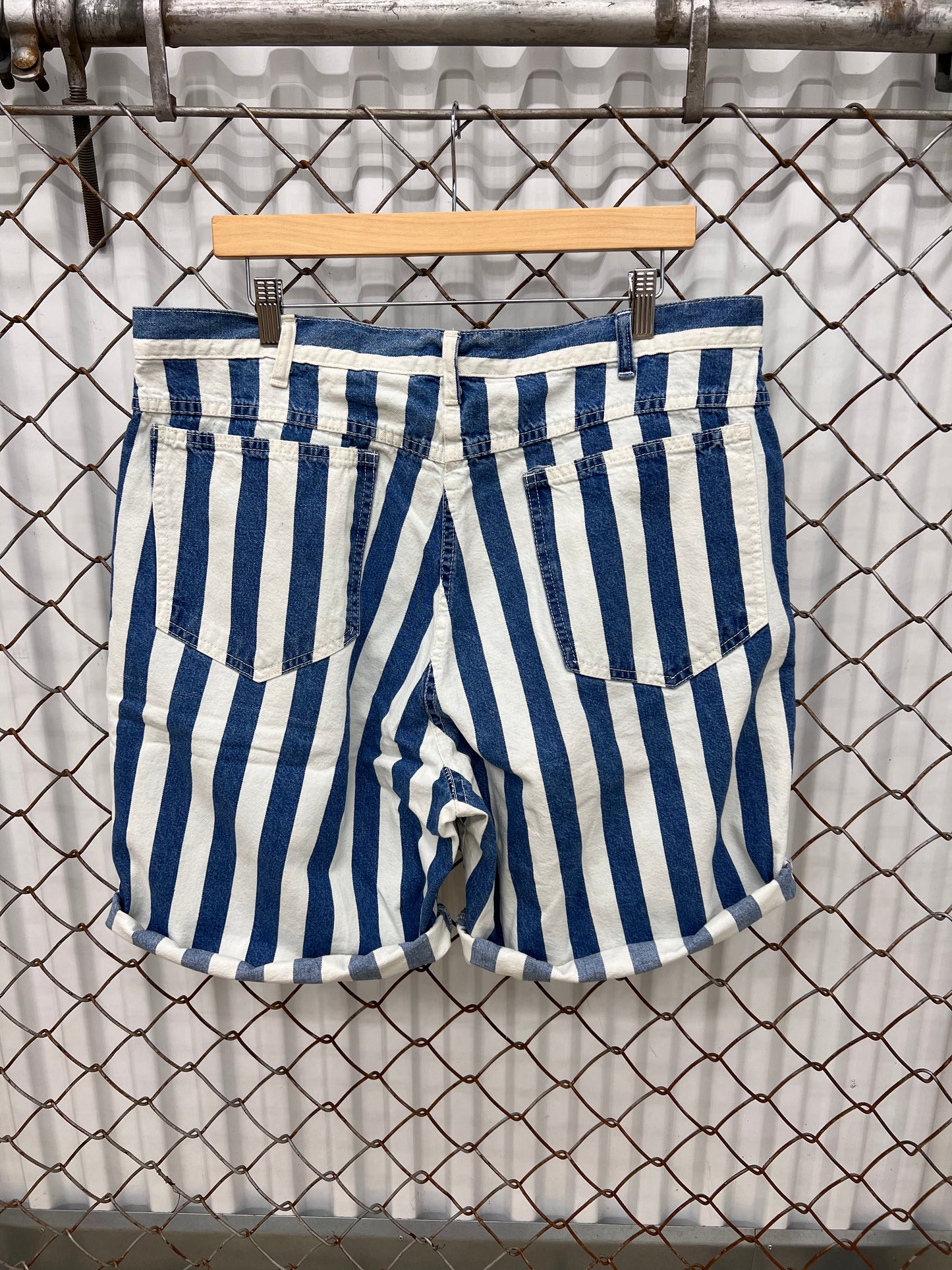 Vintage 90's Vertical Striped Denim Shorts
