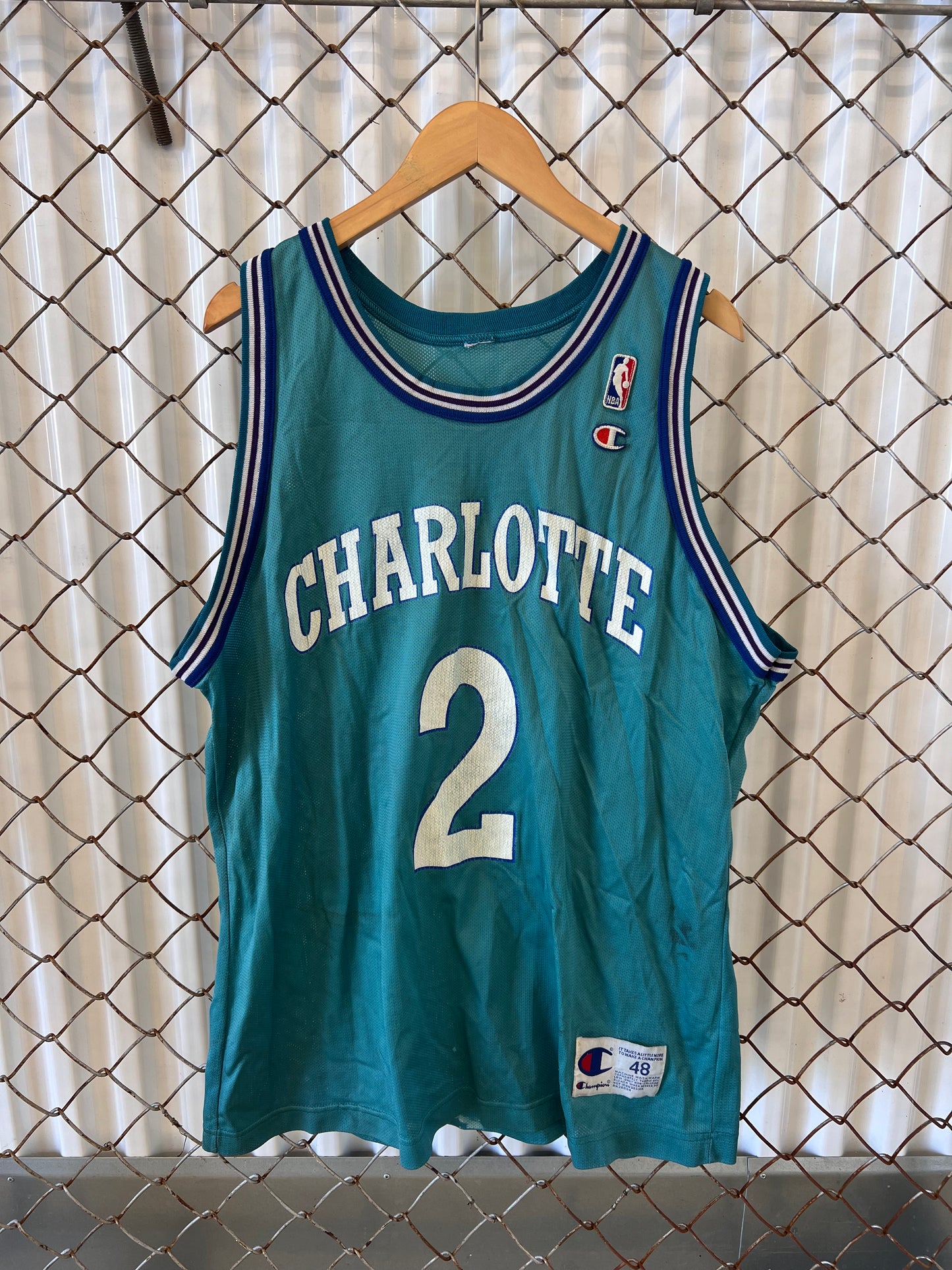 Vintage 90's Champion Larry Johnson Charlotte Hornets