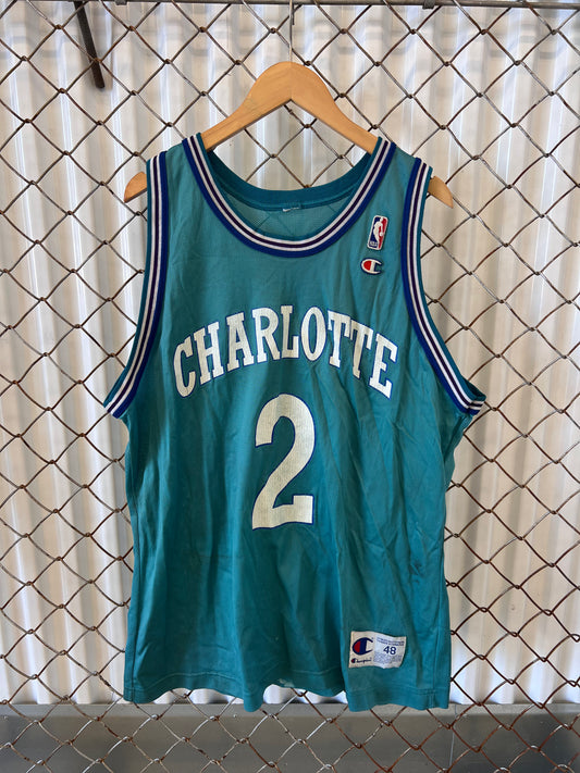Vintage 90's Champion Larry Johnson Charlotte Hornets