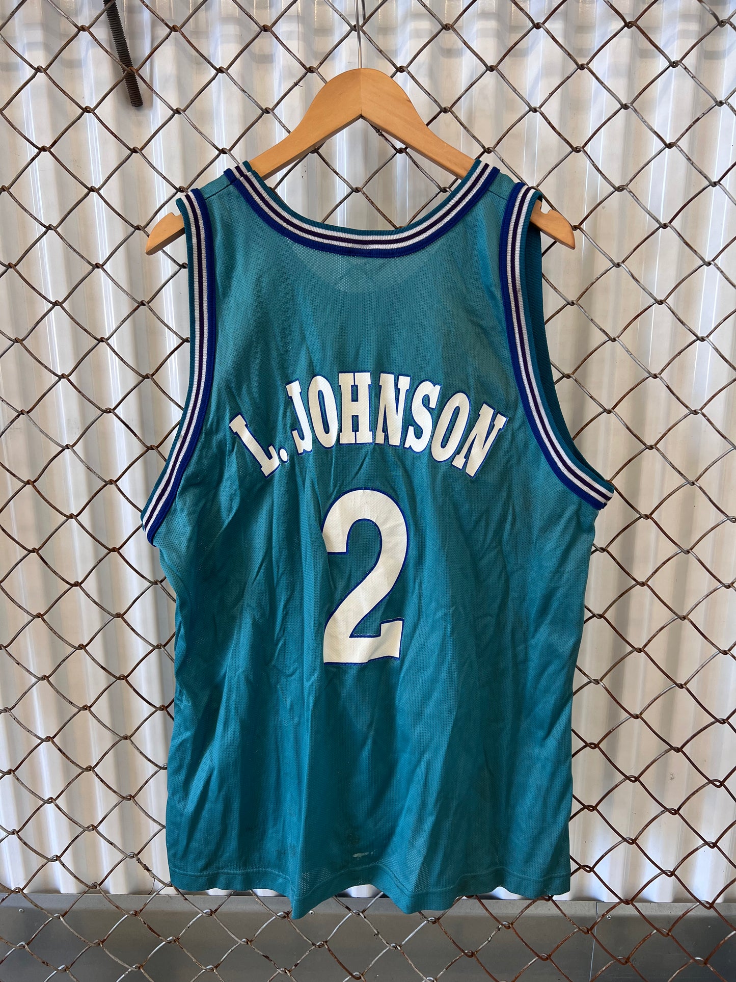 Vintage 90's Champion Larry Johnson Charlotte Hornets