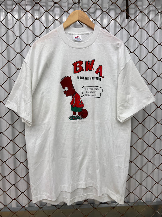 Vintage 90's Black Bart Simpson NWA Shirt